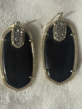 Kendra Scott Black Onyx Earring With Platinum Druzy Accent Set in Gold